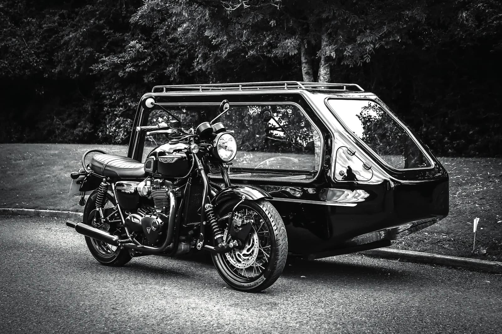 The Triumph Bonneville motorcycle hearse