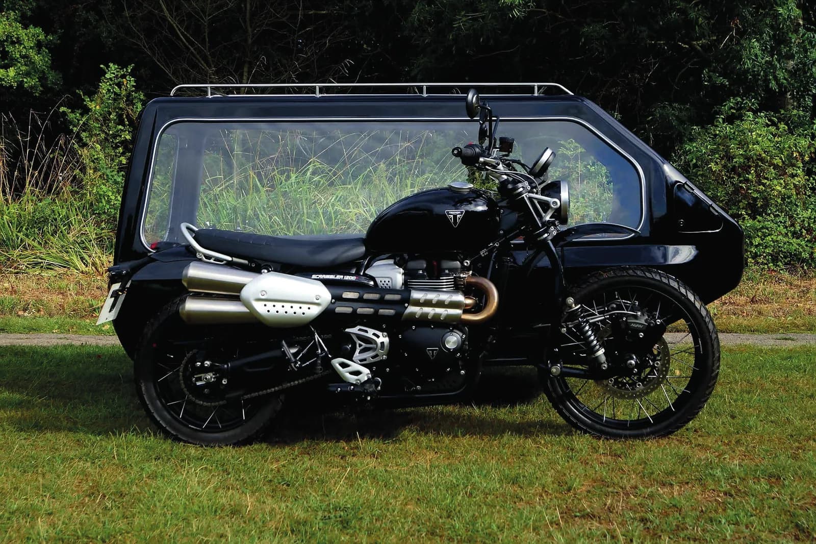 The Triumph Scrambler motorcycle hearse