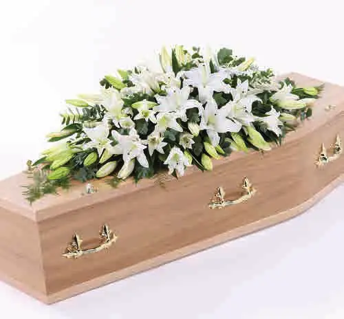 Lily coffin spray, white, from our coffin sprays and garlands