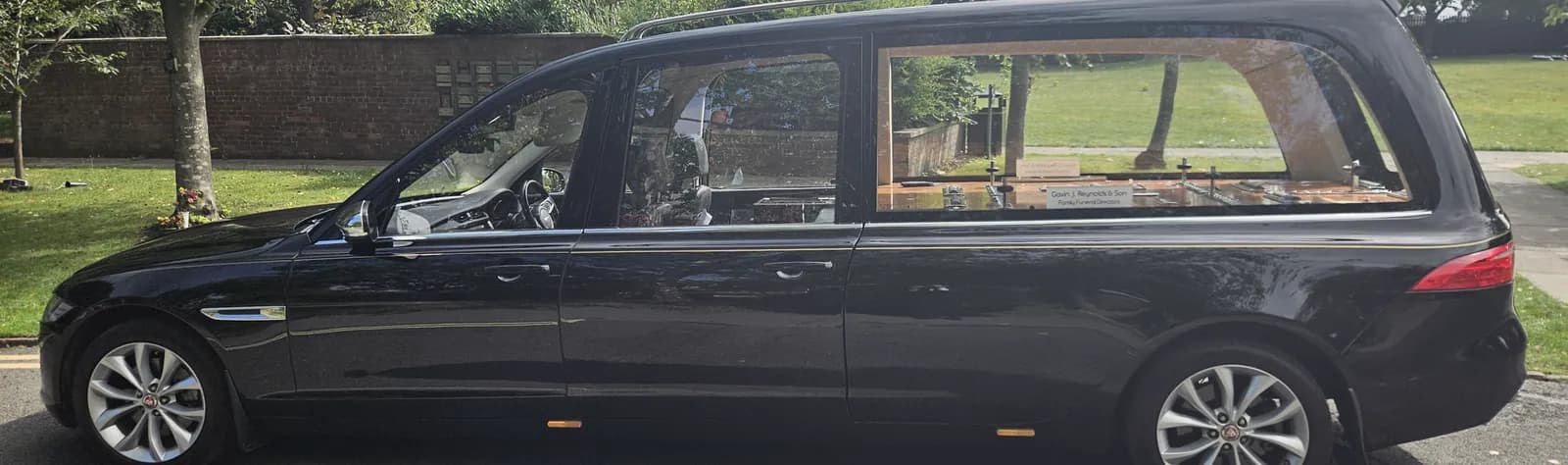 The Jaguar hearse in profile